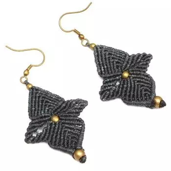 Макраме нити макраме драгоценный камень с латунными украшениями макраме серьги 2