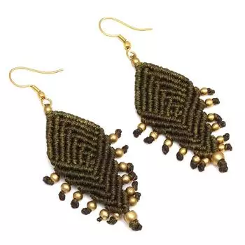 Макраме нити макраме драгоценный камень с латунными украшениями макраме серьги 2