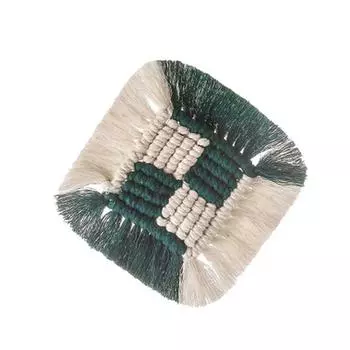 Макраме Подставки под тарелки Подставка под чашку Скатерть Подставка Коврик под чашку Ручная работа Хлопок Изоляционные коврики Сельский стиль Креативная плетеная подставка darkgreen