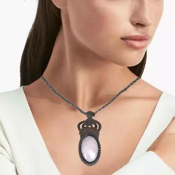 Макраме розовый опал нити драгоценный камень ювелирные изделия ручной работы 20-36 Ad этническое ожерелье