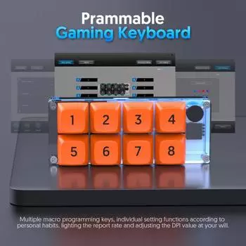 Макропрограммируемая мини-клавиатура с RGB-подсветкой, 8 клавиш, горячая замена, игровая механическая клавиатура для одной руки, аксессуары для ПК «сделай сам» белый