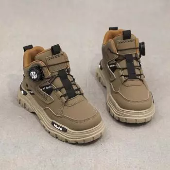 Мальчик черные походные ботинки для мальчиков, коричневые ботильоны для девочек, детская спортивная обувь, кроссовки для детей и подростков, для школьников, большие размеры EU:32 жёлтый