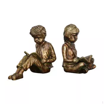 Мальчик Девочка Чтение Подставки для книг Стопоры для книг Тонкая работа Винтажный стиль Декоративный стол