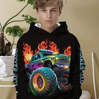 Мальчик крутой красочный автомобиль 3D принт мальчики повседневные толстовки с длинным рукавом, мальчики толстовка на весну мальчики толстовки топы 100