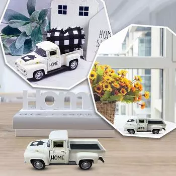 (МАЛЬЧИК)Металлический фермерский грузовик, фермерские дома, деревенский декор, винтажный пикап, мини-грузовик, книжная полка, стол, декор One Size