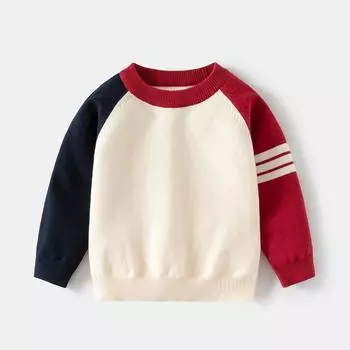 Мальчик свитер тонкий детский вязаный свитер весна и осень 2024 новый мальчик внутренняя нижняя рубашка детский топ прилив 90cm