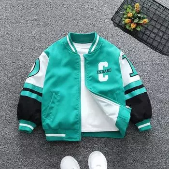 Мальчик Весна Осень Куртка Модная Лоскутная Ветровка Весенний Взрыв Уличный Стиль Ветровка Тренд 160cm синий