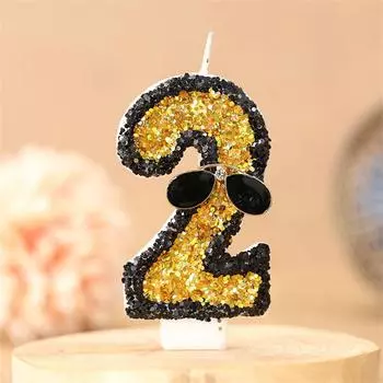 Мальчик Золотые Очки Номер Свеча Черный День Рождения Украшения Торта Свеча Блестки Освещение Свечи Украшения Свечи на Хэллоуин