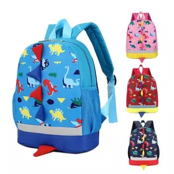 Мальчики Девочки Дети Динозавр Шаблон Животные Рюкзак Малыша Школьная Сумка красный