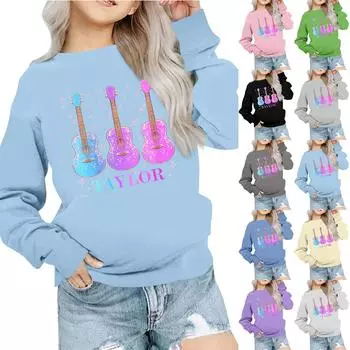 Мальчики Девочки Детская мода Повседневные универсальные повседневные толстовки с круглым вырезом Повседневные толстовки с длинным рукавом 160