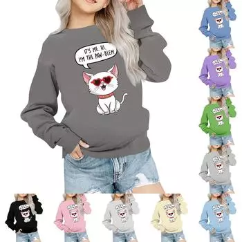 Мальчики Девочки Детская мода Повседневные универсальные повседневные толстовки с круглым вырезом Повседневные толстовки с длинным рукавом 100 чёрный