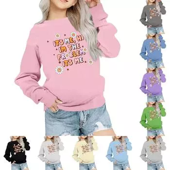 Мальчики Девочки Детская мода Повседневные универсальные повседневные толстовки с круглым вырезом Повседневные толстовки с длинным рукавом 100 чёрный