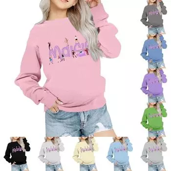 Мальчики Девочки Детская мода Повседневные универсальные повседневные толстовки с круглым вырезом Повседневные толстовки с длинным рукавом 100 чёрный