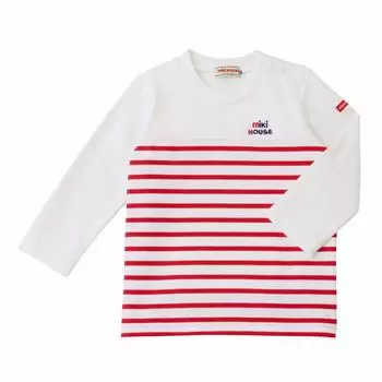 Мальчики Девочки Детская одежда с длинным рукавом и логотипом 150 см Красная [MIKI HOUSE] Футболка 10-5210-825 Детская красный