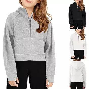 Мальчики Девочки Детские свободные однотонные рубашки, толстовки, топы 100 чёрный