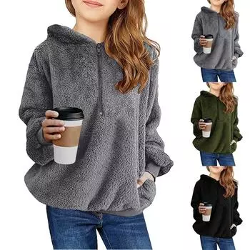 Мальчики Девочки Детские свободные однотонные рубашки, толстовки, топы 100 чёрный