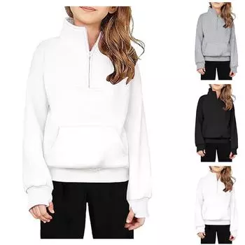 Мальчики Девочки Детские свободные однотонные рубашки, толстовки, топы 100 чёрный