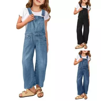 Мальчики Девочки Детский Свободный Повседневный Модный Удобный Комбинезон Комбинезоны/Брюки 100 чёрный