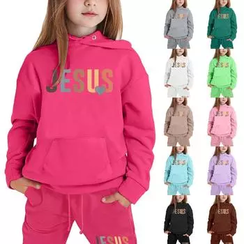 Мальчики Девочки Спортивный костюм Одежда Толстовка с капюшоном Беговые штаны Спортивные костюмы Комплект Модный наряд 120 розовый