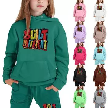 Мальчики Девочки Спортивный костюм Одежда Толстовка с капюшоном Беговые штаны Спортивные костюмы Комплект Модный наряд 130