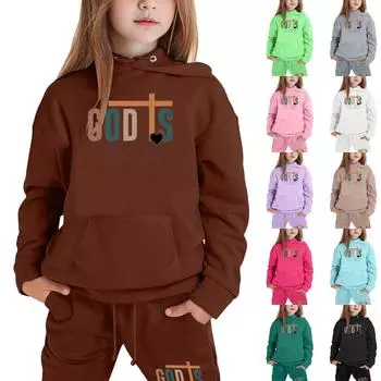 Мальчики Девочки Спортивный костюм Одежда Толстовка с капюшоном Беговые штаны Спортивные костюмы Комплект Модный наряд 100 чёрный