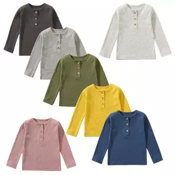 Мальчики Девочки Толстовки Однотонные Длинные Рукава Рубашки С Пуговицами Свободный Покрой Пуловеры Топы 100 армия зеленый