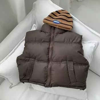 Мальчики Девочки Зима Осень Пуховик Пальто Дети Дети Теплый Жилет Верхняя Одежда Детская Куртка 100CM чёрный