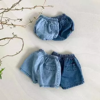 Мальчики и девочки карман джинсовой сумки ягодицы брюки детские корейский стиль джинсовые шорты летние детские шорты тонкие брюки джинсы для девочек 73