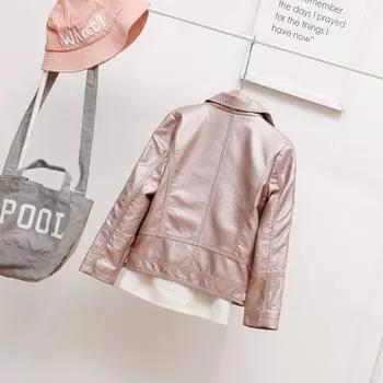 Мальчики и девочки кожаная куртка с отворотом мотоциклетная короткая куртка международная 90CM-140CM/one piece for each size розовый
