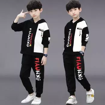 Мальчики Весна свитер брюки костюм детская спортивная мода красивая весна и осень мальчики детская одежда 160