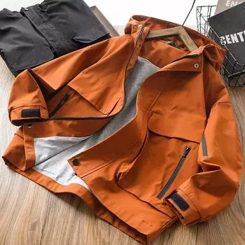 Мальчики весна и осень тонкий однотонный с капюшоном молния абзац повседневная удобная рабочая одежда спортивное пальто 170 чёрный