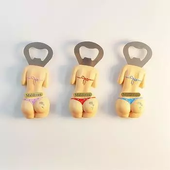 Мальдивская девушка Бикини Открывашка для бутылок 3D Стереоскопические Туристические сувениры Смоляная роспись Украшение для дома Магниты на холодильник