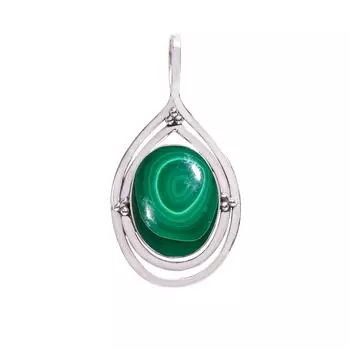 Malachite - Congo 925 Sterling Silver Pendant V8250, Green Pendant, Oval Pendant, Valentin s Day Gift, Gift For Her, Birthday Gift, Handmade Jewelry,