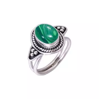 Malachite Designer Handmade Oxidised 925 Sterling Silver Ring V2925, Green Ring, Oval Ring, Valentin s Day Gift, Gift For Her, Birthday Gift, Handmade