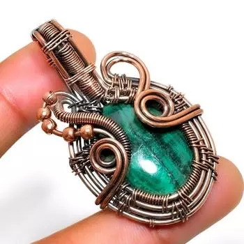 Подвеска из драгоценного камня малахит, посеребренная 925 пробы, ручная работа, 1,89 дюйма 1.89 зелёный