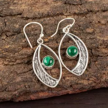 Malachite Gemstone 925 Sterling Silver Jewelry Handmade Wedding Earrings 1.60 EE-61-21