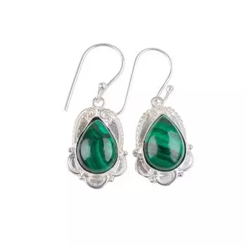 Malachite Gemstone 925 Sterling Silver Lovely Jewelry Earrings 1.50 For Gift EE-41-24