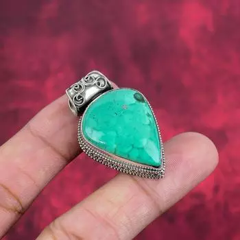 Подвеска из малахита, серебряная подвеска 925 пробы, подарок для женщин, подвеска ручной работы, драгоценные камни 1.65 Inches зелёный