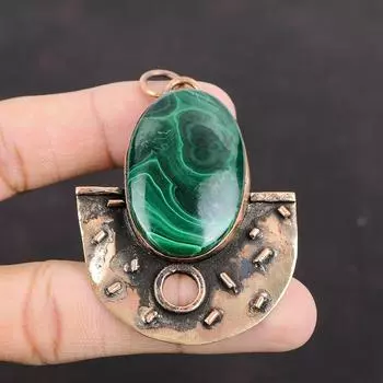 Малахитовый кулон, медный кулон, подлинный драгоценный камень, потрясающая бижутерия, кулон ручной работы, малахитовый медный ювелирный кулон, специальный кулон для подарка