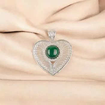 Малахит Драгоценный Камень 925 Стерлинговое Серебро Ювелирные Изделия Ручной Работы Заявление Подвеска 1,4 CP-15-26