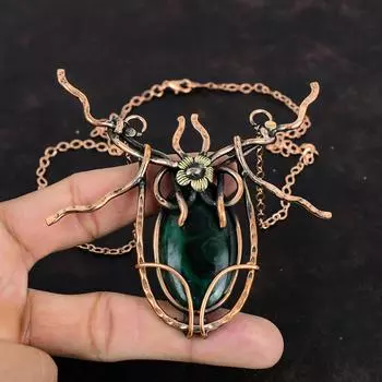 Малахитовое медное ожерелье, ювелирные изделия из проволочной обмотки, ожерелье ручной работы, регулируемое ожерелье, ювелирные изделия из медного драгоценного камня, ожерелье из проволочной обмотки, подарок для мамы