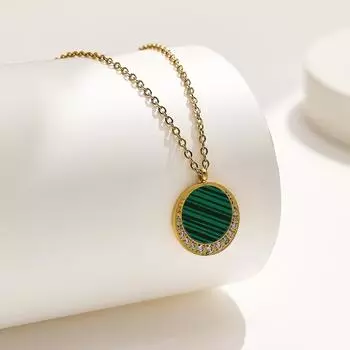 Малахитовое ожерелье, натуральный малахитовый драгоценный камень, женское ожерелье, звезда, луна, позолоченное, винтажное, подарок на день рождения, ювелирные изделия