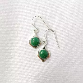 Малахитовые круглые серьги с драгоценными камнями, твердые серьги из стерлингового серебра 925 пробы, женские серьги, серьги-капли, подарок на день Святого Валентина