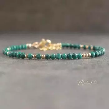 Малахитовый браслет, украшения ручной работы, женские браслеты из бисера и хрусталя золотой