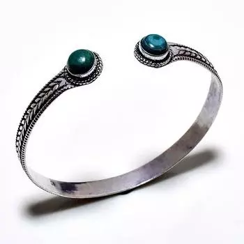 Малахитовый драгоценный камень 925 посеребренный ювелирный браслет ручной работы