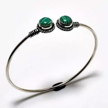 Малахитовый драгоценный камень 925 посеребренный ювелирный браслет ручной работы