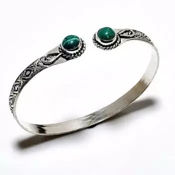 Малахитовый драгоценный камень 925 посеребренный ювелирный браслет ручной работы