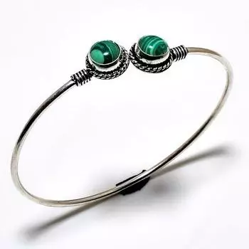Малахитовый драгоценный камень 925 посеребренный ювелирный браслет ручной работы