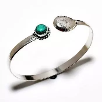 Малахитовый драгоценный камень 925 посеребренный ювелирный браслет ручной работы