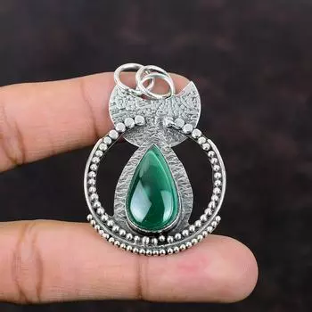 Малахитовый кулон Ювелирные изделия ручной работы Достойный кулон Стерлингового серебра 925 пробы Малахитовый ювелирный подарок для помолвки Ювелирные изделия из натуральных драгоценных камней